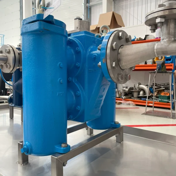 A picture of the duplex manual changeover with 10 micron filter basket