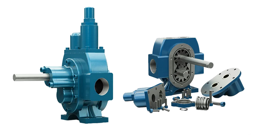 A picture of our Helical External Gear Pump and its internal components